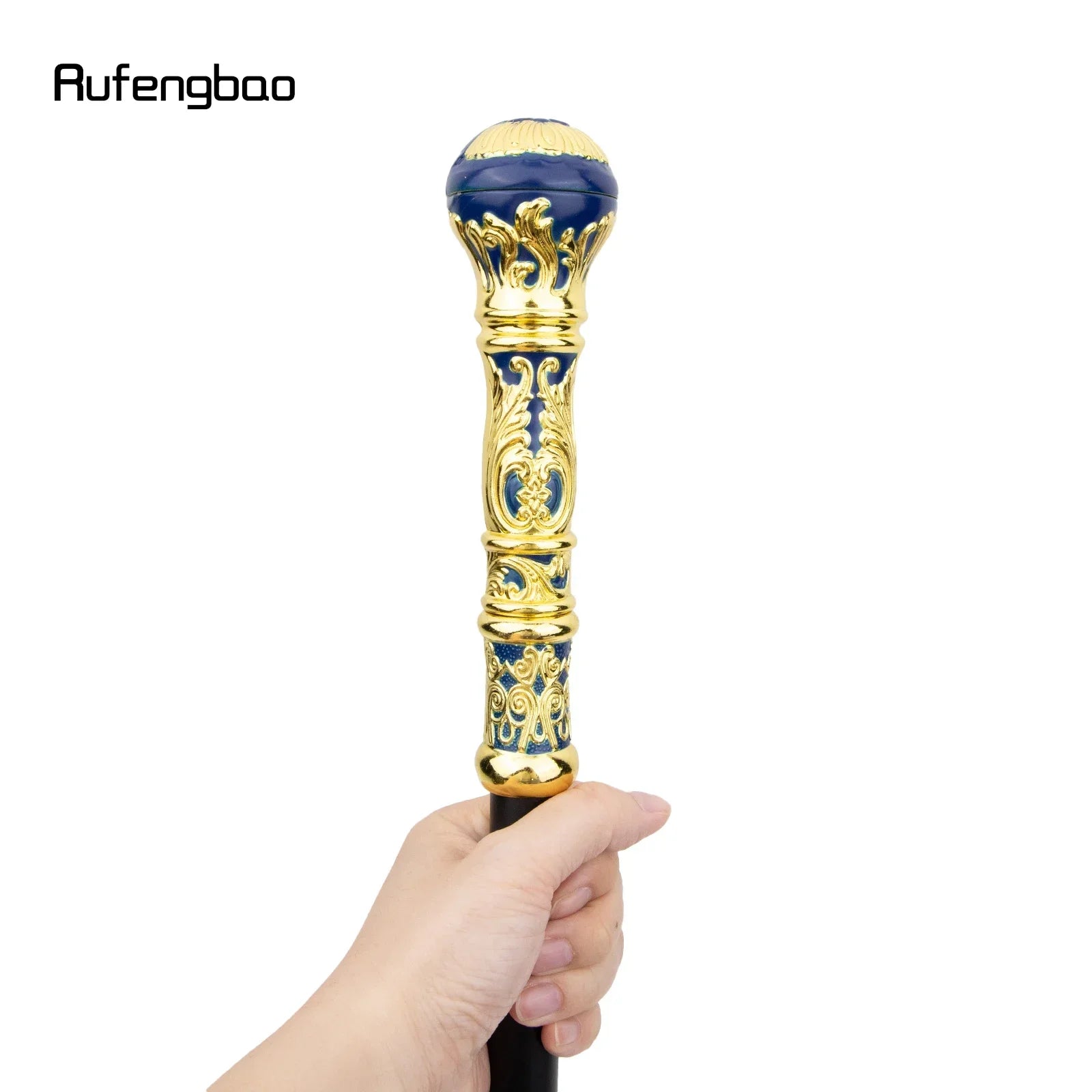 Golden Blue Luxury Round Handle Fashion Stick for Party Decorative Walking Cane Elegant Crosier Knob Walking Stick 93cm