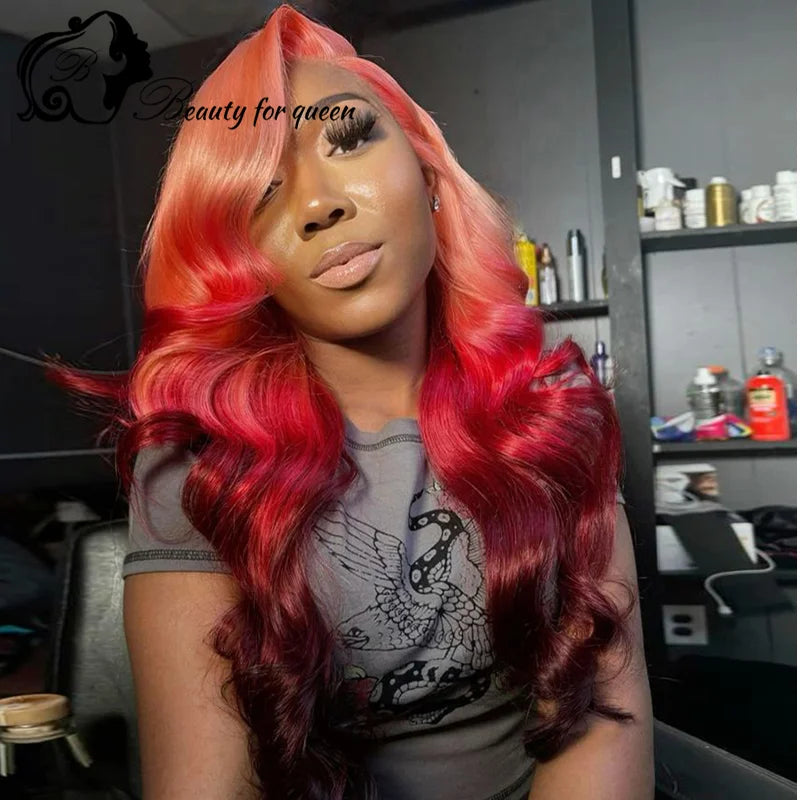 Cuticle Aligned Hair No Glue No Tape Human Hair Wig Top Sale Brazilian Wig Original Ombre Pink Black Body Wave Cosplay Customize