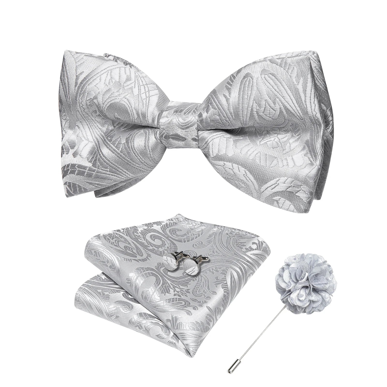 Wedding Bow Tie for Men Classic Red Pre-tied Bowtie Cufflinks Corsage Set for Party Butterfly Knot Gift Man Accessories