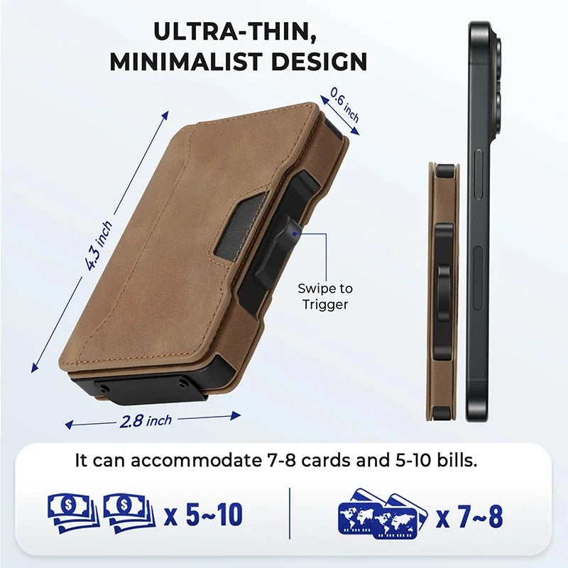 Wallet for Men,Minimalist Slim Mens Wallet with Money Clip,RFID Blocking Smart Pop Up Card Wallet,Metal Credit Card Holder