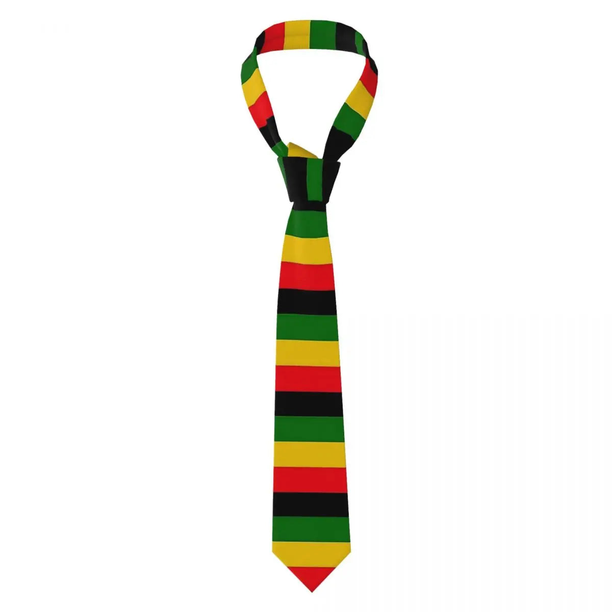 Jamaican Flag Tie green yellow red stripes Pattern Neck Ties Vintage Cool Collar Tie Adult Wedding Party Necktie Accessories