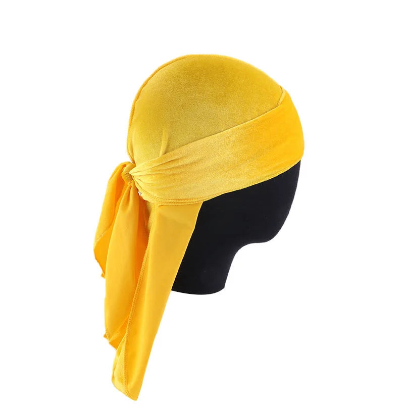 New Unisex Velvet Durags Bandana Turban Hat Men Women Breathable Warm Long Tail Doo Rag Durags Pirate Hat Hip Hop Headband