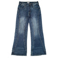 Retro Washed Flare Jeans Y2K Trendy Streetwear Panel Stitching Pocket Embroidered Bootcut Jeans Unisex Wide Leg Denim Trousers