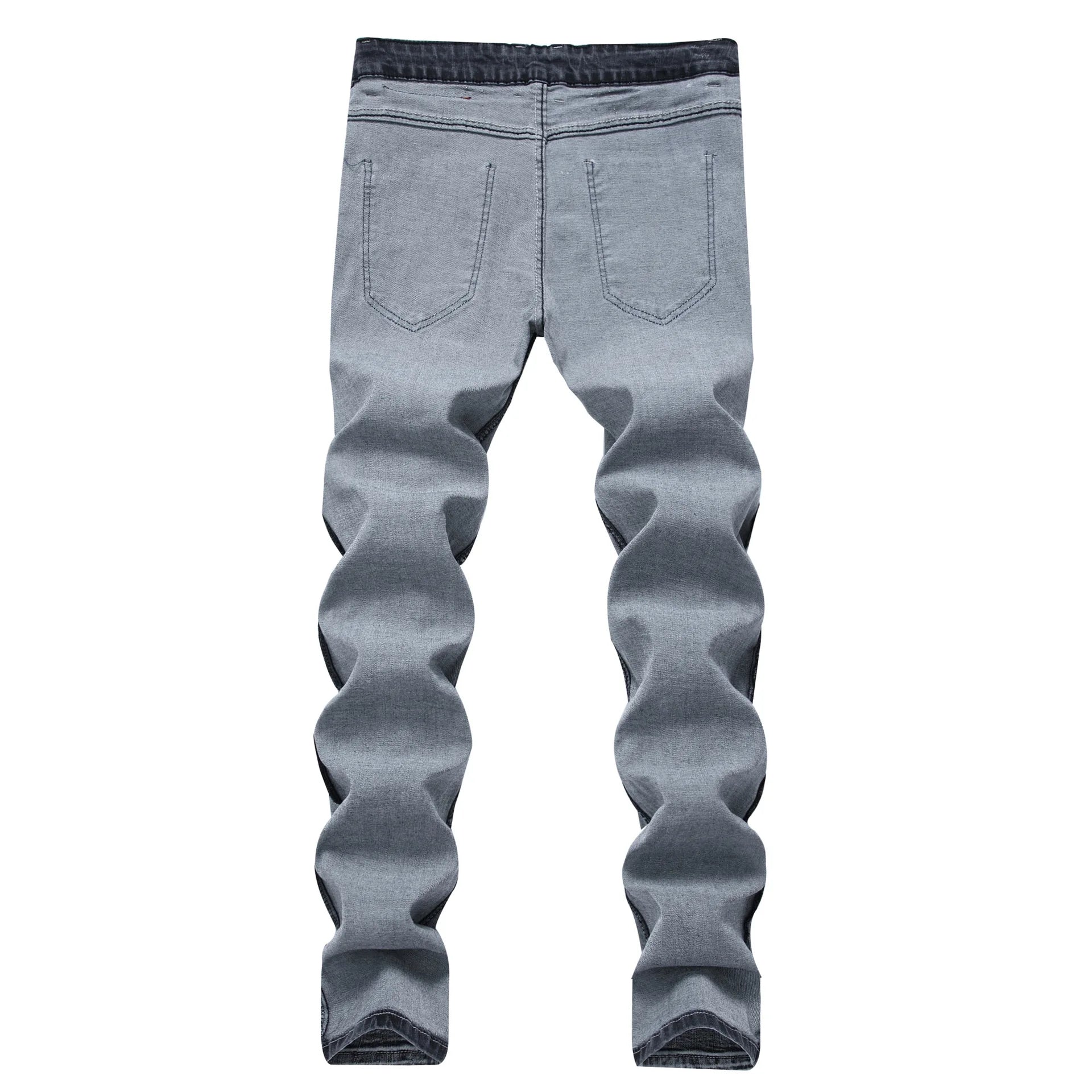 New 2026 Men's Grey Jeans Pants Fashion Casual Slim Fit Small Feet Long Pants Trend Versatile Stretch Denim Trousers for Men