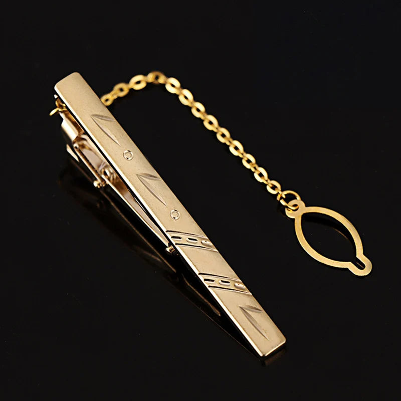 Tie Clip For Women &Men Metal Gold Vintage Chain Luxury Business Ties Bar Pin Clip For Necktie Man Shirt Accessories Party Wedding Gift