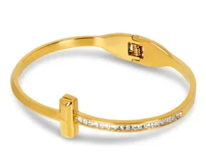 Beads Punk Gold Plated Thick Textured Open Bracelet Bangle for Women Men Trendy Stainless Steel Metal Bracelets