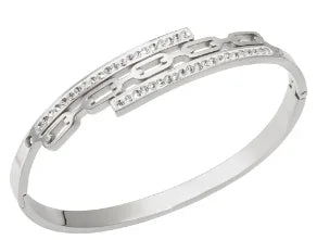 Beads Punk Gold Plated Thick Textured Open Bracelet Bangle for Women Men Trendy Stainless Steel Metal Bracelets