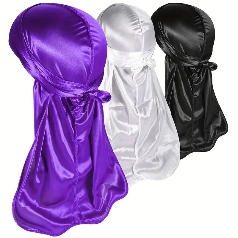 3pcs/Set Durag Silky Durags Pack for Men 360 Waves Men'S Bandana Satin Durag