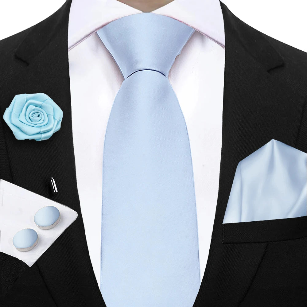 Women & Men Ties Solid NeckTie Pocket Square Brooch Set Men's Wedding Pink Blue Purple Tie Suit Accessories Fit Group Holiday Party