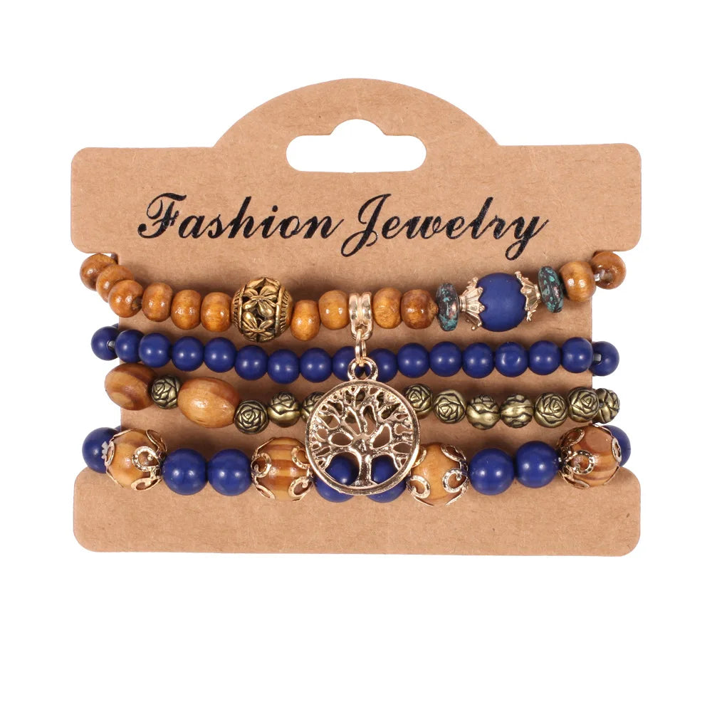 Bohemian Handmade Beads Bracelet Set For Women Summer Colorful Beaded Chain Bangle Men Boho Jewelry Accessories