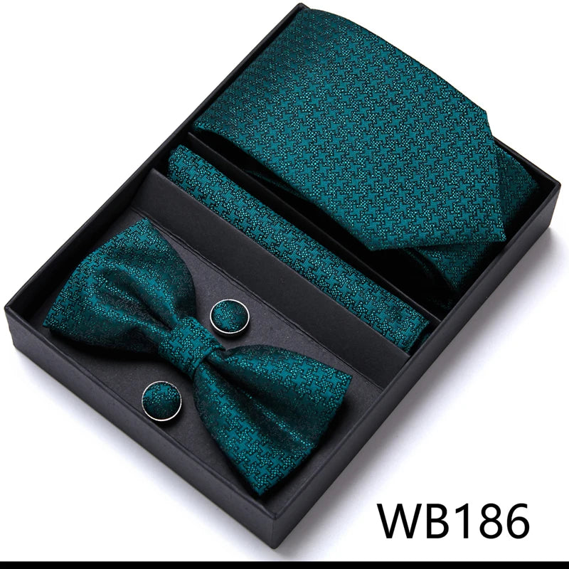 Tie For Men Formal Dress Tuxedo NeckTie Handkerchief Bow Tie Set PlaisyParty Groom Wedding Butterfly Bowtie In Box