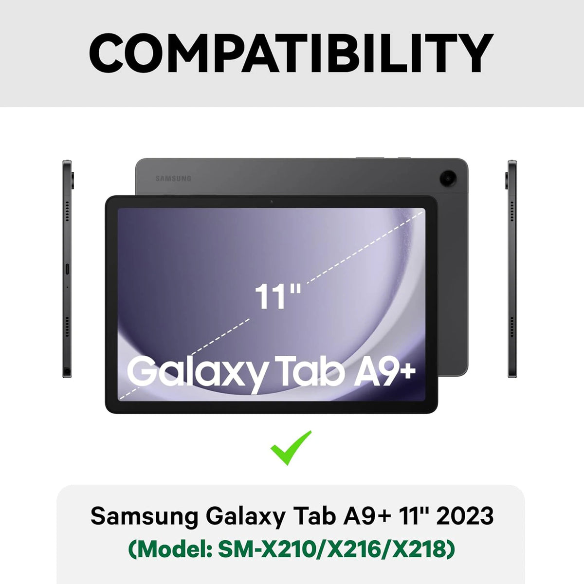 For Samsung Galaxy Tab A9 Plus 11 inch Case, Keyboard Case for Samsung Galaxy Tab A9+ 11 inch SM-X210/X216/X218