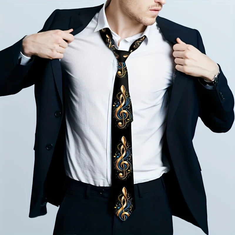 Musical Note Treble Clef Print Necktie Elegant Music Lover Gift for Birthdays Christmas Gifts Valentine'S Day Stylish Tie