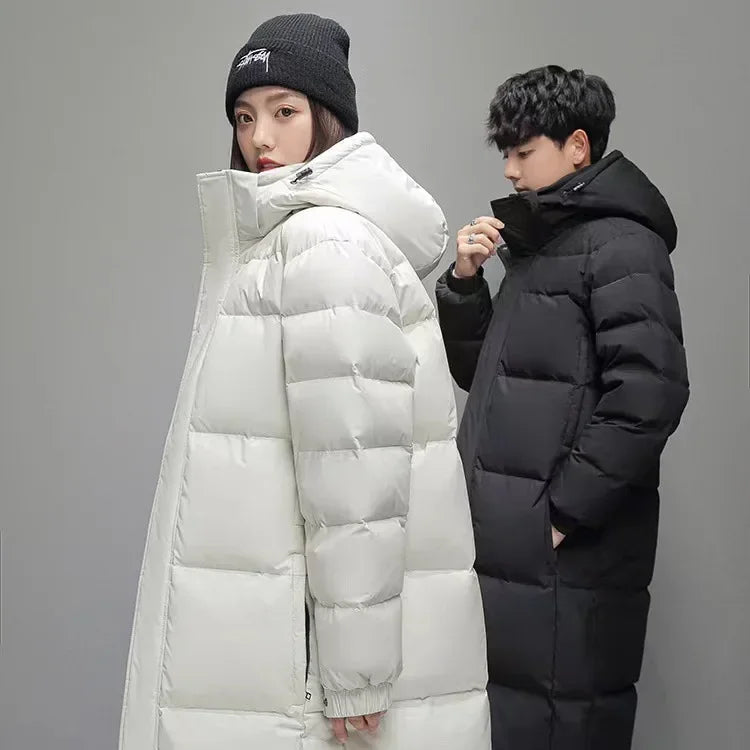 New Winter Duck Down Coats Men Hooded Long Puffer Jackets Unisex Casual Parkas Quality Couples Outdoor Windproof Warm Jackets 3X