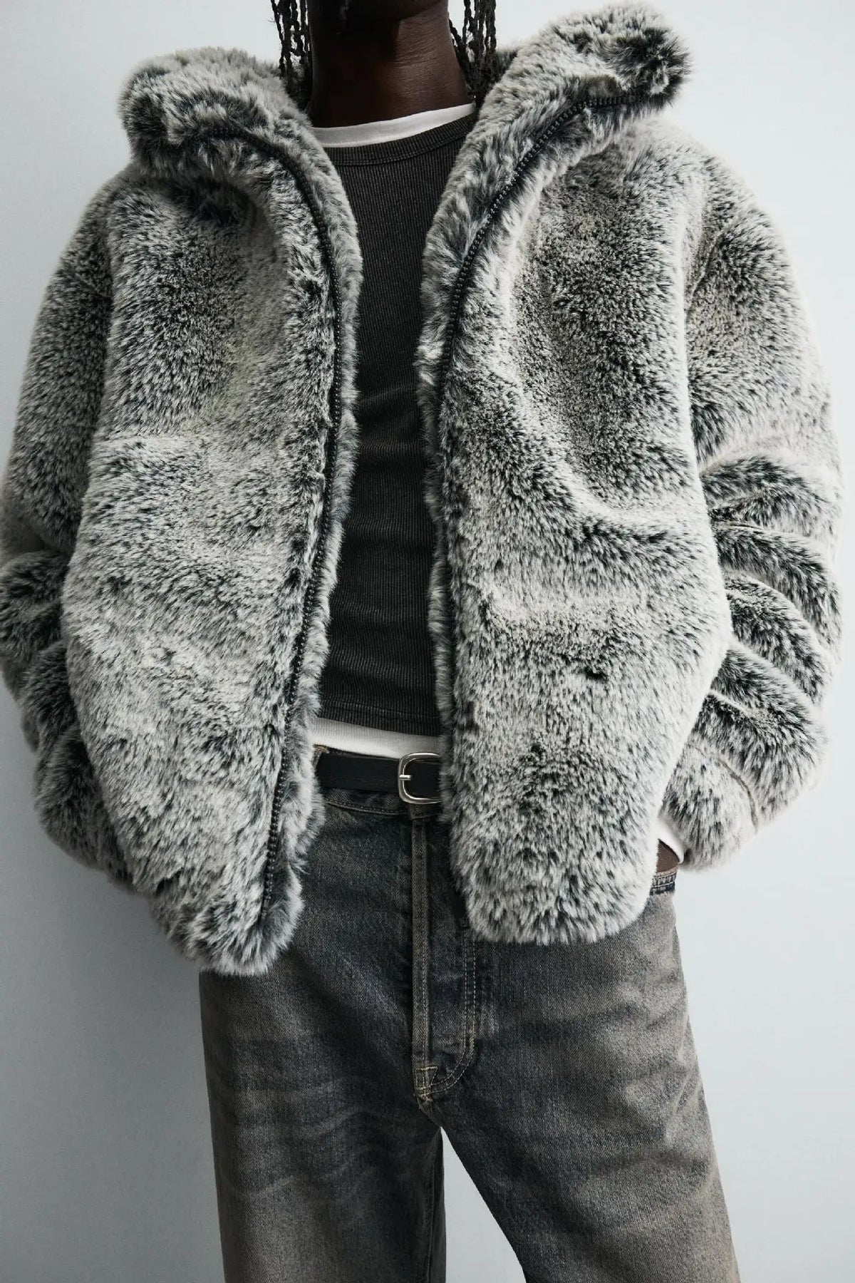 Men's Fashion Luxury Faux Fur Overcoat Winter Warm Hooded Windproof Fur Jacket Thick Thermal Parkas Outerwear For Male