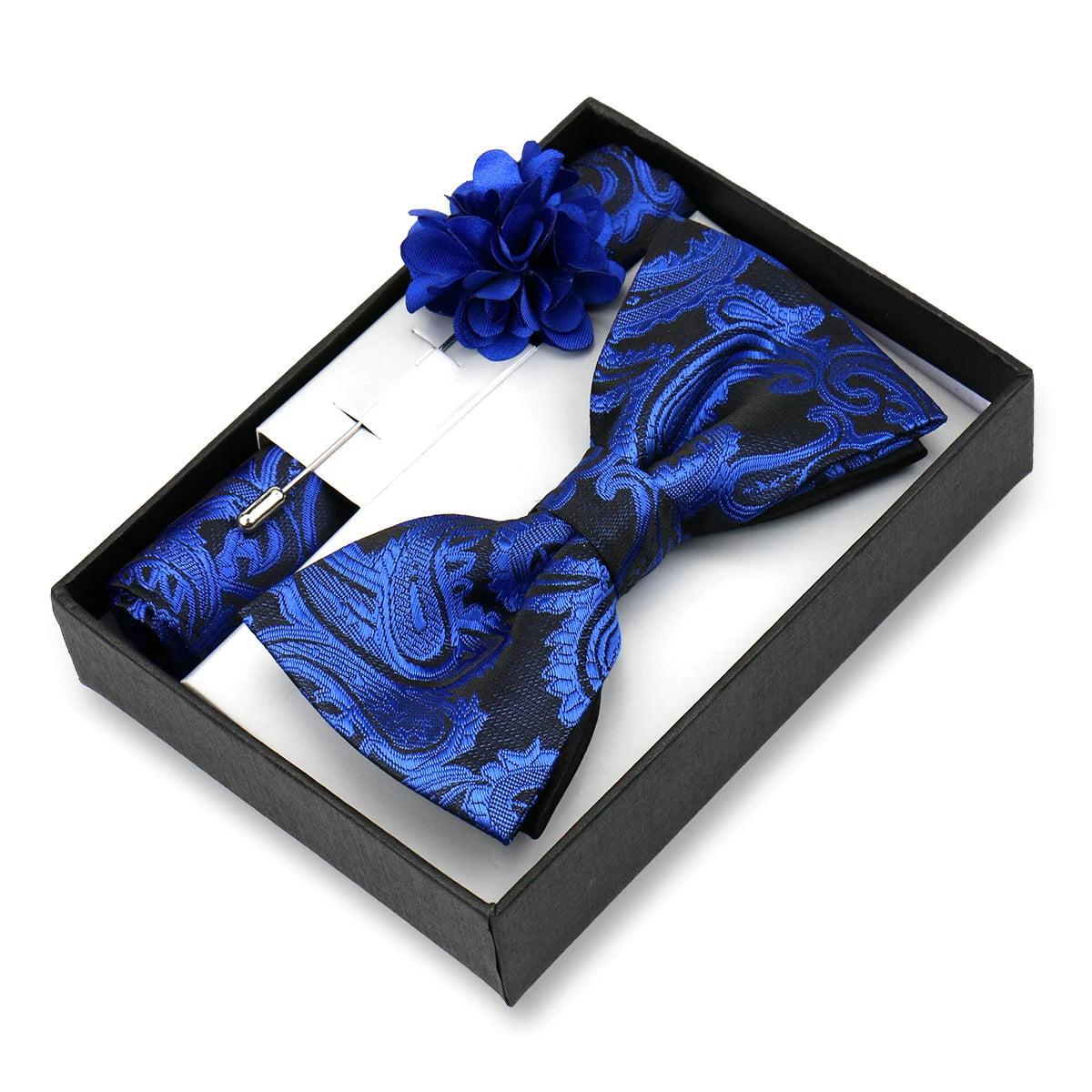 Classic High Quality Bow Tie Set Box Gift For Men Fashion Elegant Bowtie Handchief And Brooch Set Wedding Business Accessories