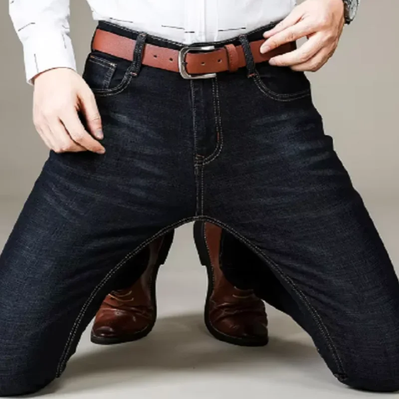 2025 Men NEW Men's Fashion Business Jeans Classic Style Casual Stretch Slim Jean Pants Male Brand Denim Trousers Black Blue Me