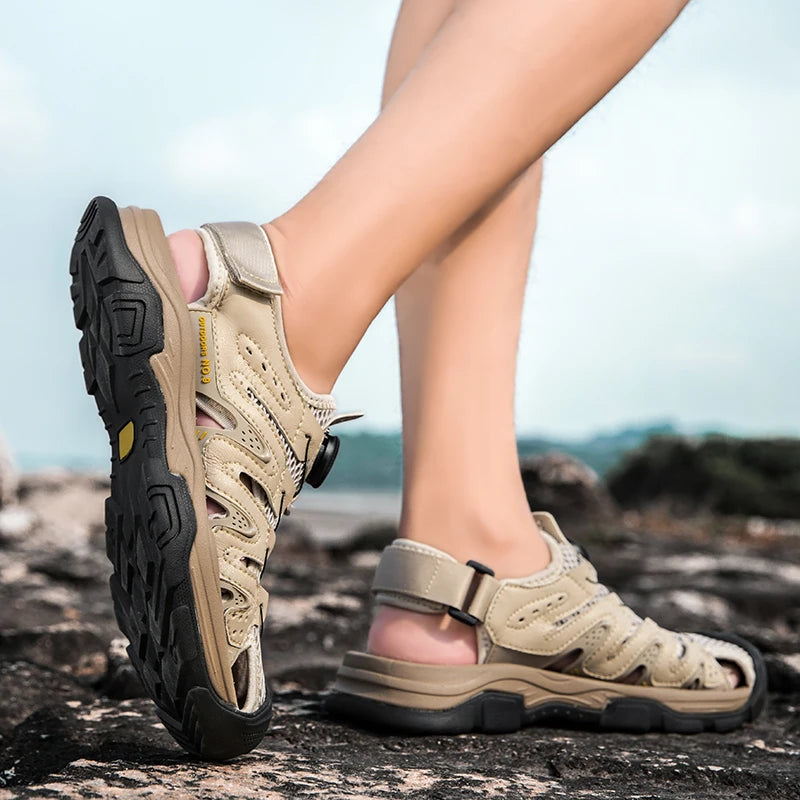 Summer Men Sandals Genuine Leather Men Casual Shoes Outdoor Men Leather Sandals for Men Beach Shoes Roman Men Shoes