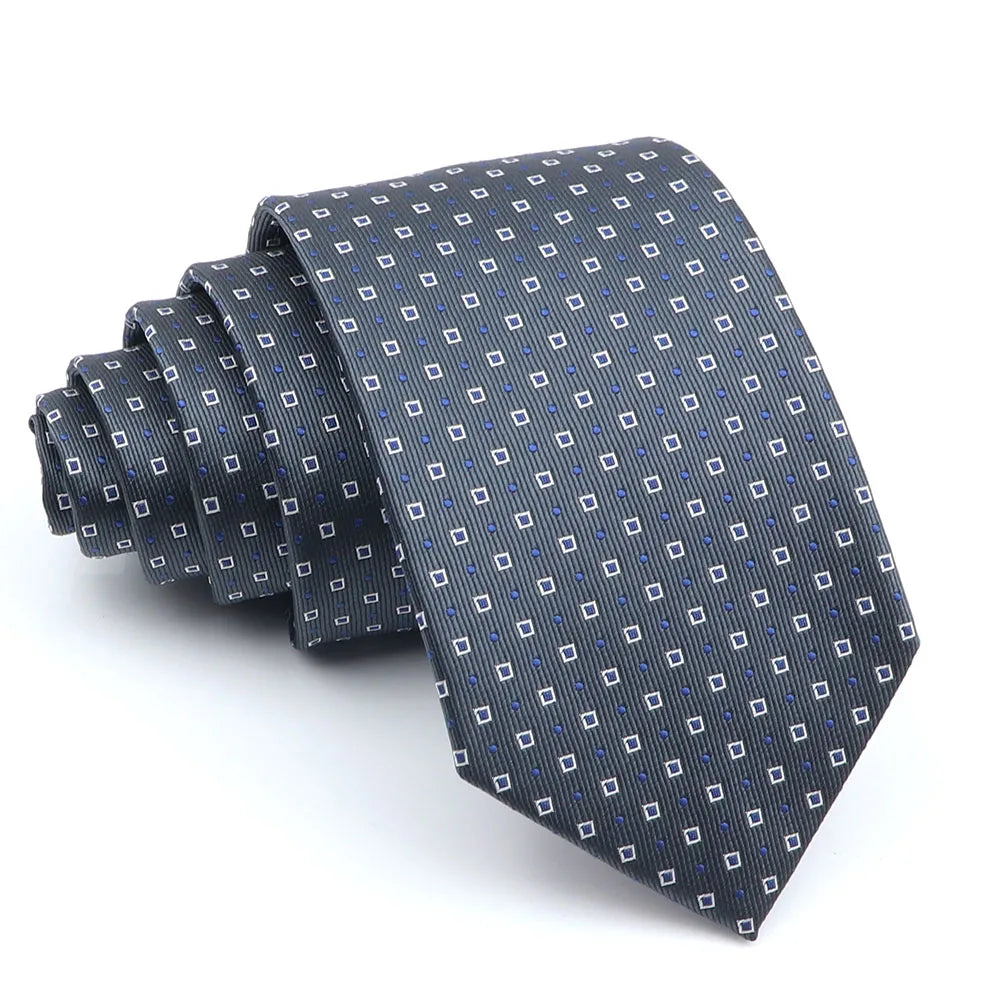 New Men's Casual 7CM Ties Classic Polyester Woven Party Neckties Fashion Burgundy Flower Man Neck Tie For Wedding Business Male