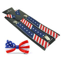 USA American Flag Suspender & Bow Tie Set, Adjustable Elastic Braces with Bowtie for Men Women, Patriotic Outfit for 4th of July