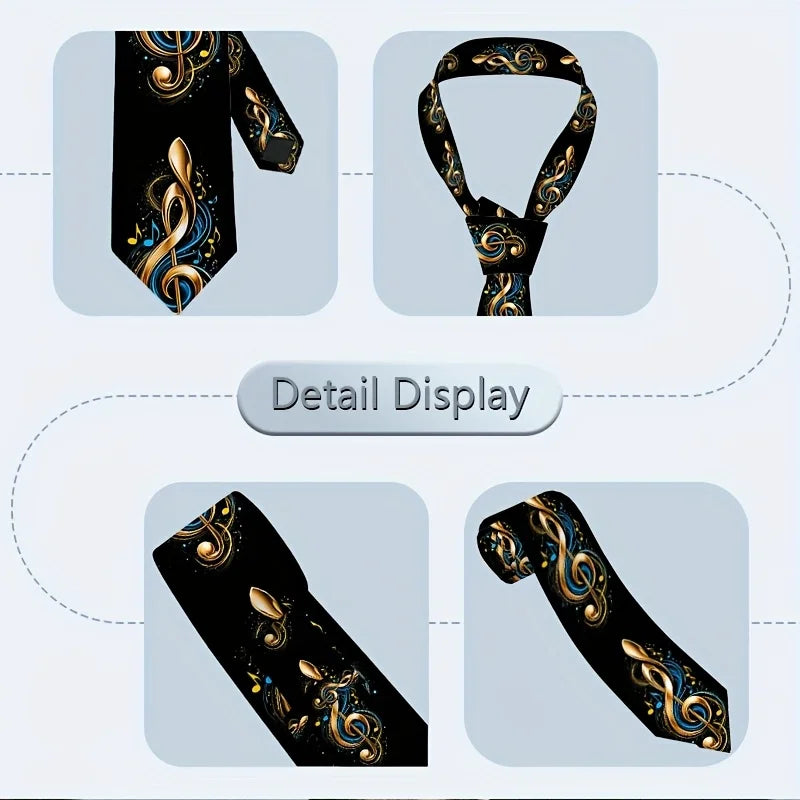 Musical Note Treble Clef Print Necktie Elegant Music Lover Gift for Birthdays Christmas Gifts Valentine'S Day Stylish Tie