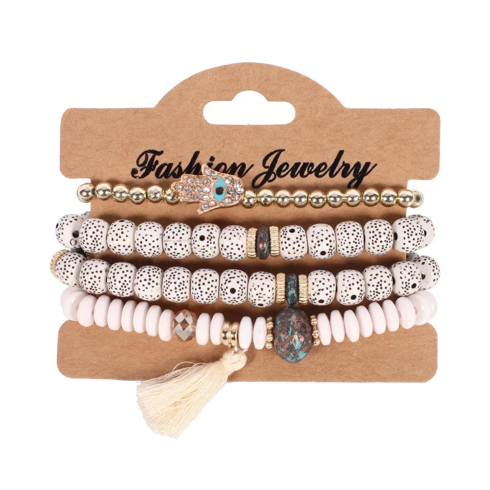 Bohemian Handmade Beads Bracelet Set For Women Summer Colorful Beaded Chain Bangle Men Boho Jewelry Accessories