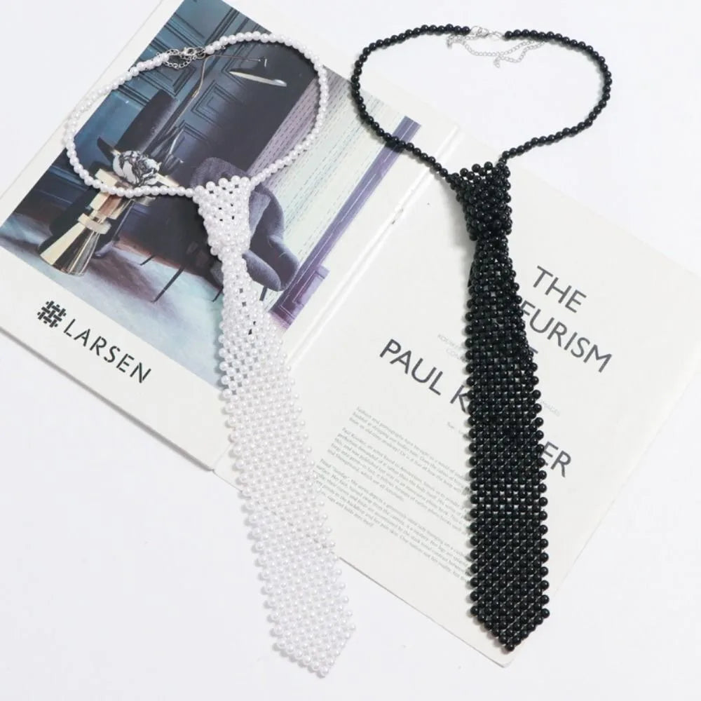 Fashion Elegant Shirt Tie Weaving Beaded Collar Women Necktie Retro Female Neckwear