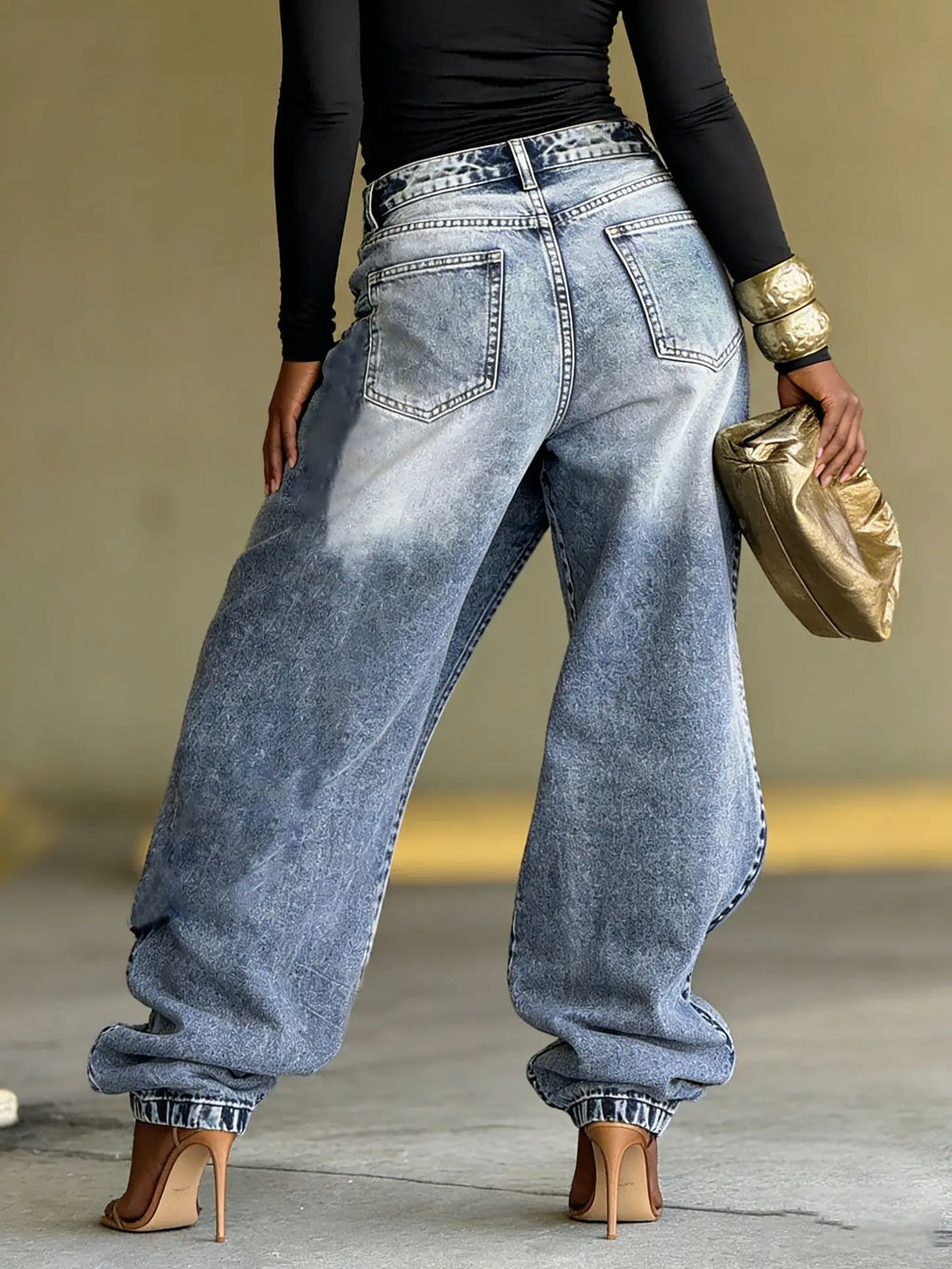 Jeans Women Vintage Wide Leg Pants Denims Washed Streetwear Patchwork Patches Straight Trousers Distressed Floor Length 2026
