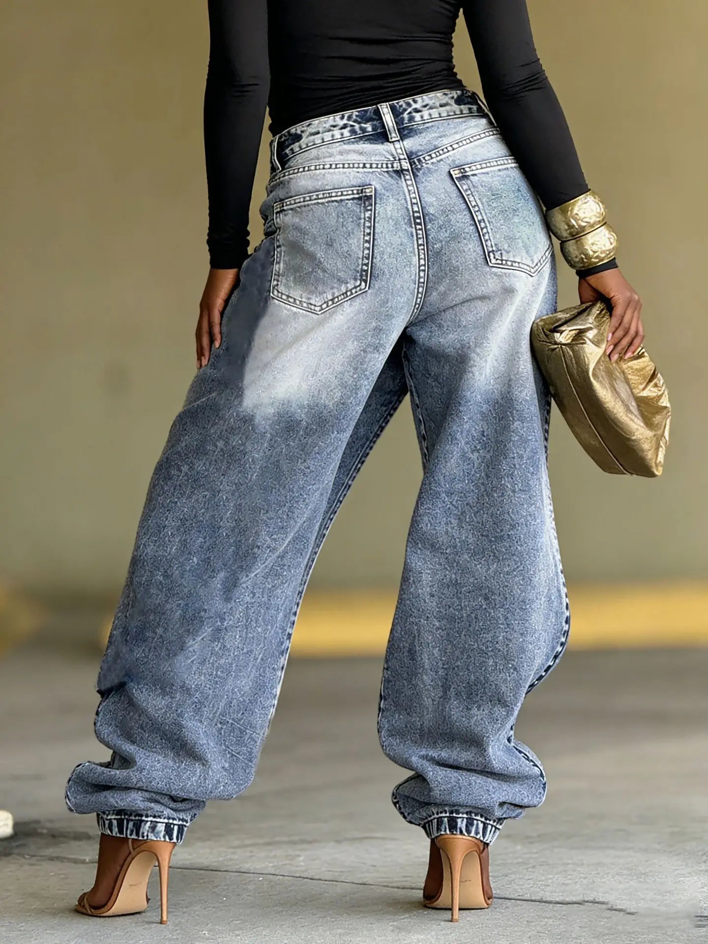 Jeans Women Vintage Wide Leg Pants Denims Washed Streetwear Patchwork Patches Straight Trousers Distressed Floor Length 2026