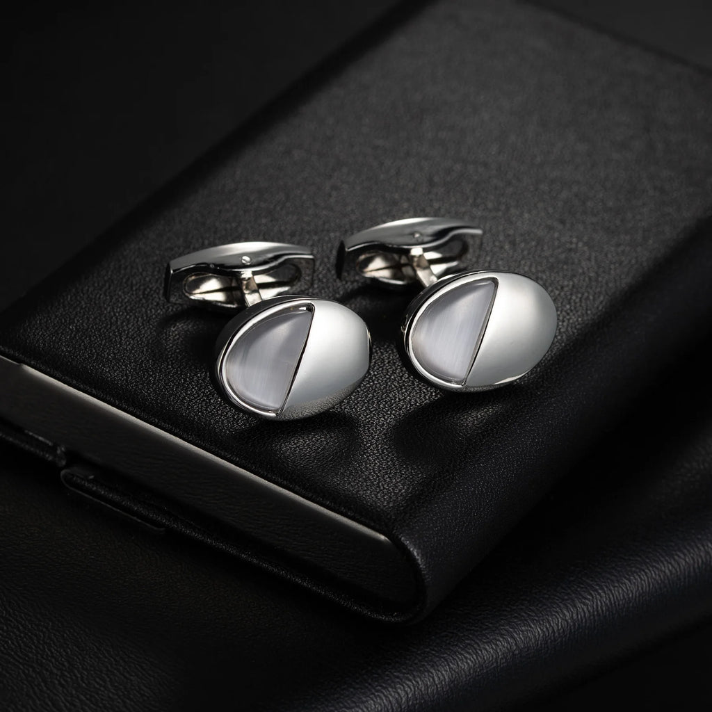 Round Cufflinks Mens For Business Shirt Wedding Party Men Cufflink Solid Cloth Rectangle Stripe Cuff links Accessories Wholesale