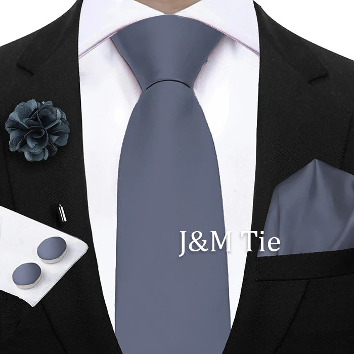 Women & Men Ties Solid NeckTie Pocket Square Brooch Set Men's Wedding Pink Blue Purple Tie Suit Accessories Fit Group Holiday Party