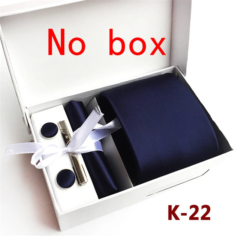 tie set for men gift box for men gravata luxury designer brand 8 cm Jacquard Necktie Pocket Square Clip cufflinks
