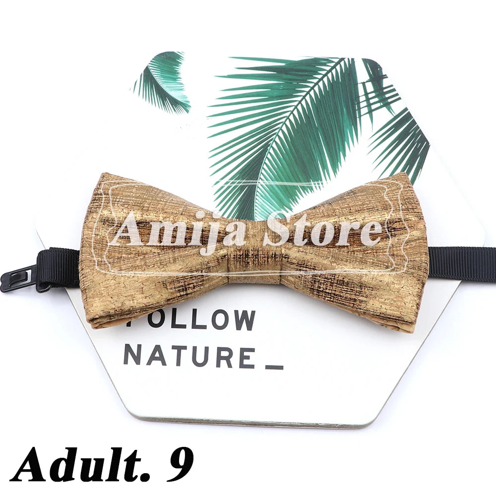 Novel Wooden Bow Tie For Man Women Cork Bowknot Retro Wood Handmade Bowties Daily Party Wedding Accessories Butterfly Wholesale