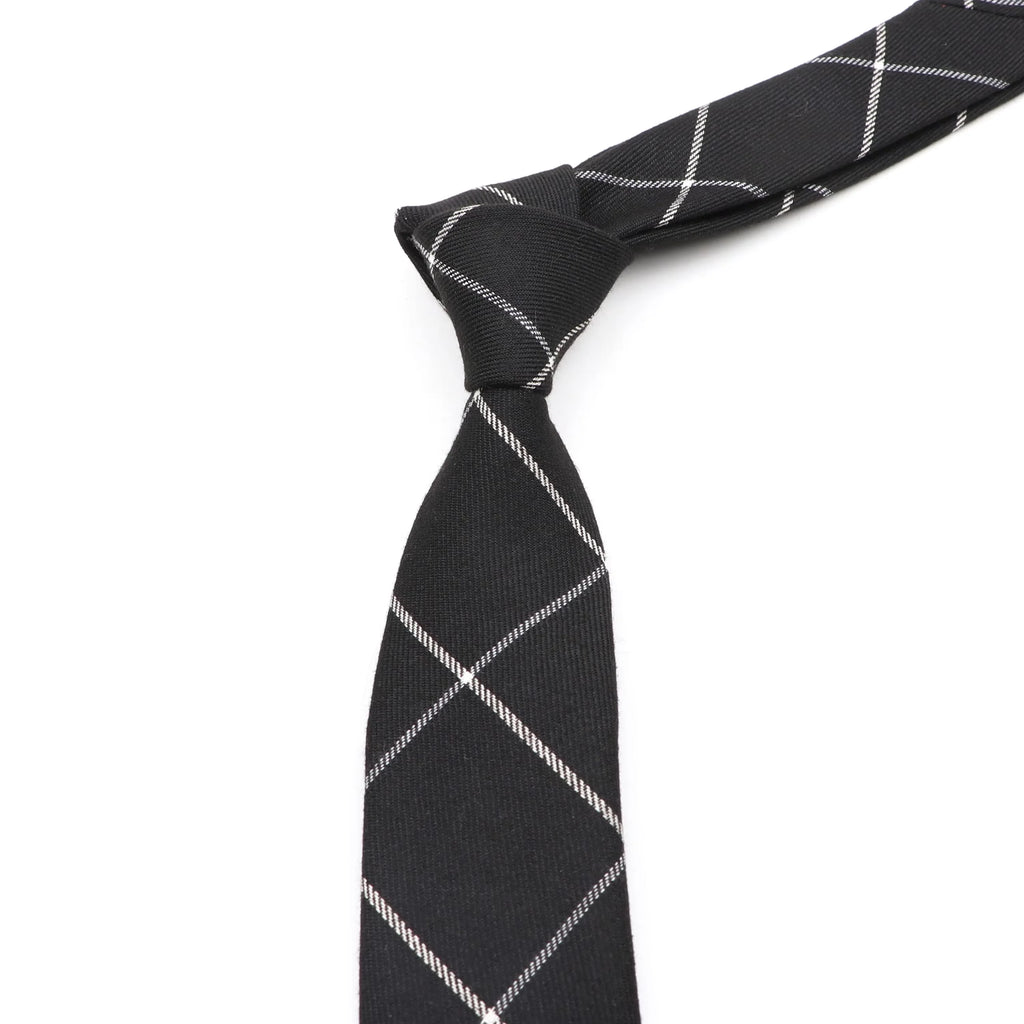 Classic Mens Solid Cotton Handmade 6cm Ties Striped Narrow Collar Slim Necktie Black Red Blue Formal Business Wedding Tie Gift