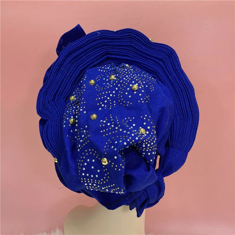 Latest Aso Oke Auto Gele Headtie Already Handmade African Cap Nigerian Wedding Gele Women Braid Turbans Ladies Head Wraps 9L0624