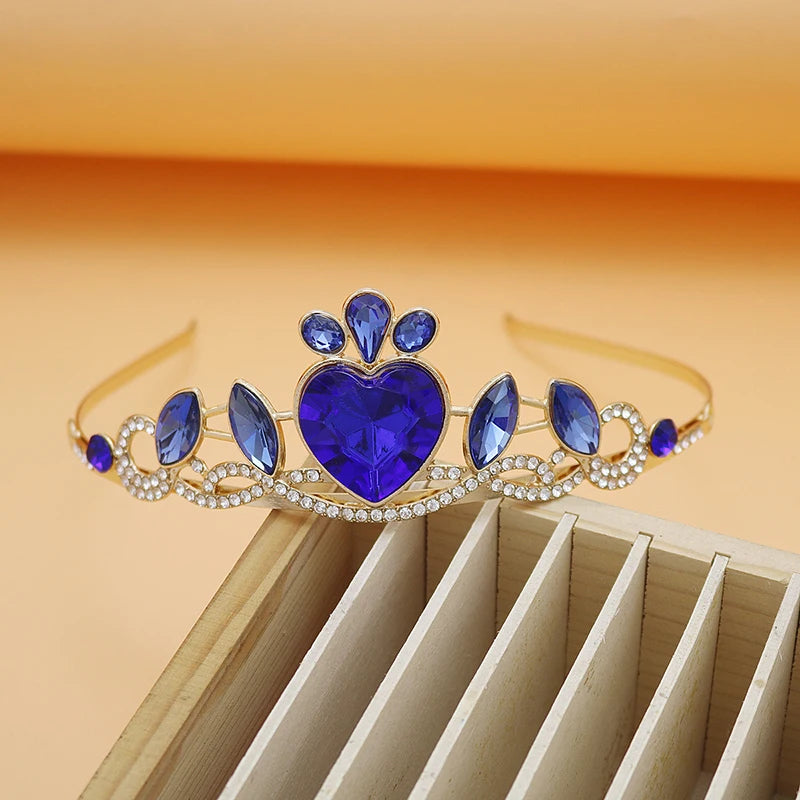 Girl Birthday tiara Crowns Bridal Wedding Hair Accessories Princess Queen Blue Crown Women Party Performance Hair Accessories