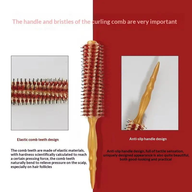 Hair Styling Comb Round Curling Brush For Medium To Long Hair Scalp Massage Detangling Comfortable Handle Salon Supplies