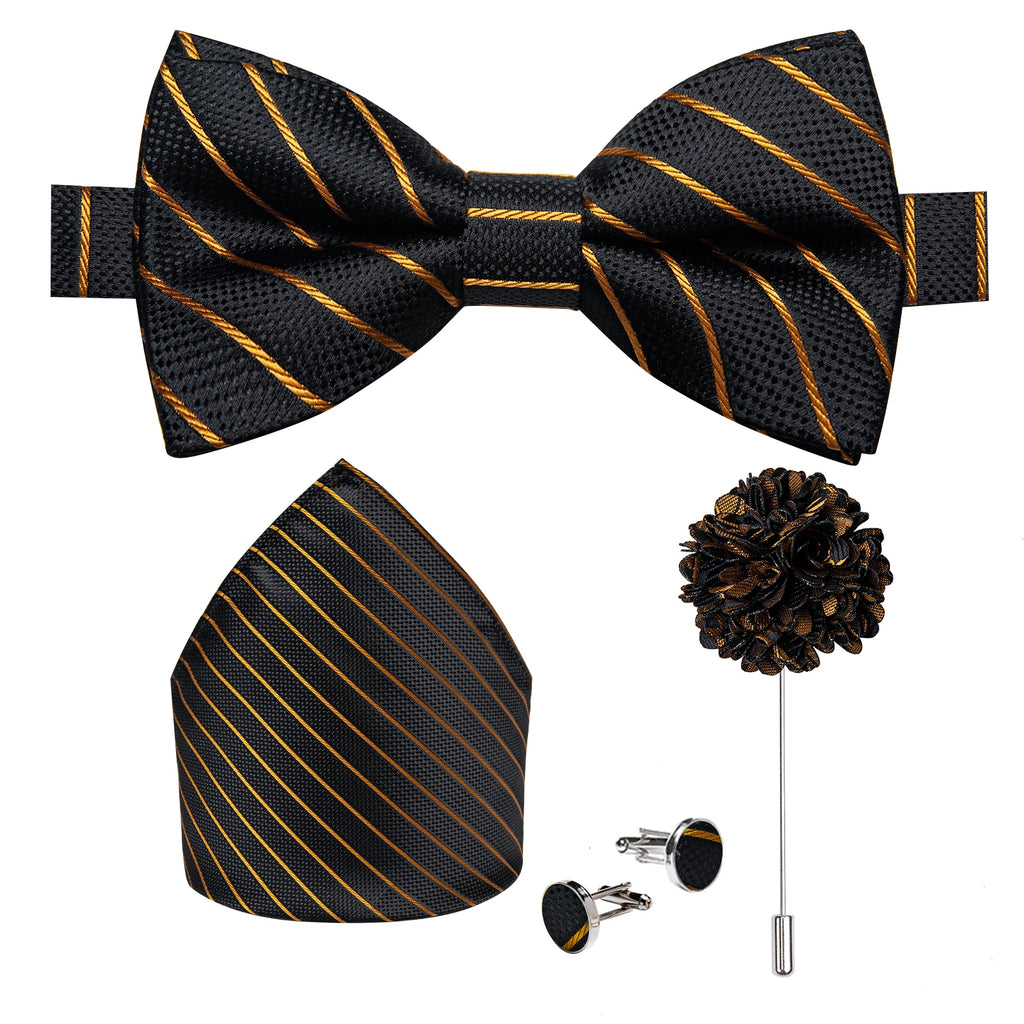 Wedding Bow Tie for Men Classic Red Pre-tied Bowtie Cufflinks Corsage Set for Party Butterfly Knot Gift Man Accessories