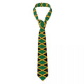 Jamaican Flag Tie green yellow red stripes Pattern Neck Ties Vintage Cool Collar Tie Adult Wedding Party Necktie Accessories