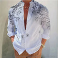 New men's shirt long-sleeved shirt 3D printing flower pattern long-sleeved standing clothing fashion casual XS-6XL soft fabric