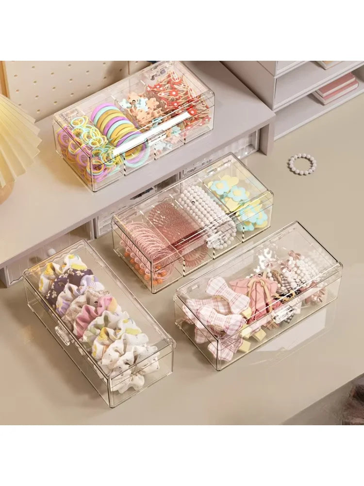 Hair Accessories Organizer Acrylic Storage Box Clear Hair Tie Organizer for Headband Cosmetic Storage Box Desk Jewelry Organizer