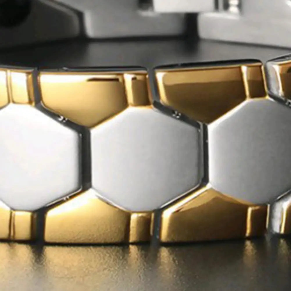 Men Bracelet Magnetic Alloy Therapy Bracelet Hexagon Luster Sleek Link Bangles Detachable Therapy Bracelet Daily Jewelry Gift