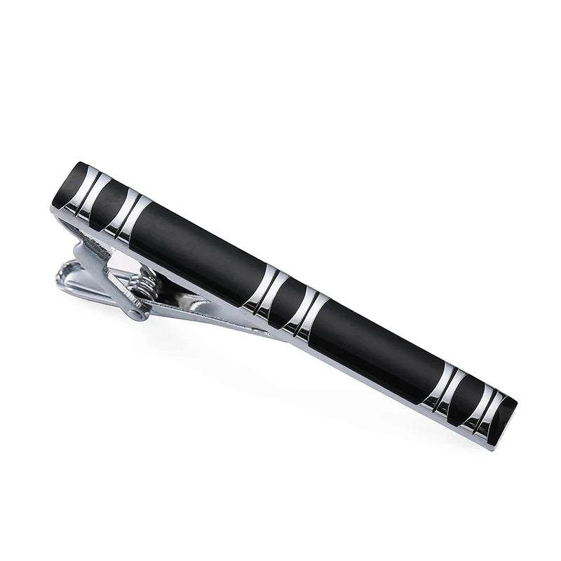 Fashionable men's tie clip high-quality metal Classic black line enamel clip business wedding suit accessories jewelry gifts