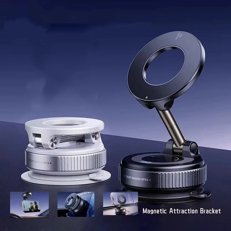 Rotating Folding Magnetic Phone Holder Vacuum Suction Mag Stand for Car Navigation Gym Kitchen - Universal GPS Streaming Bracket
