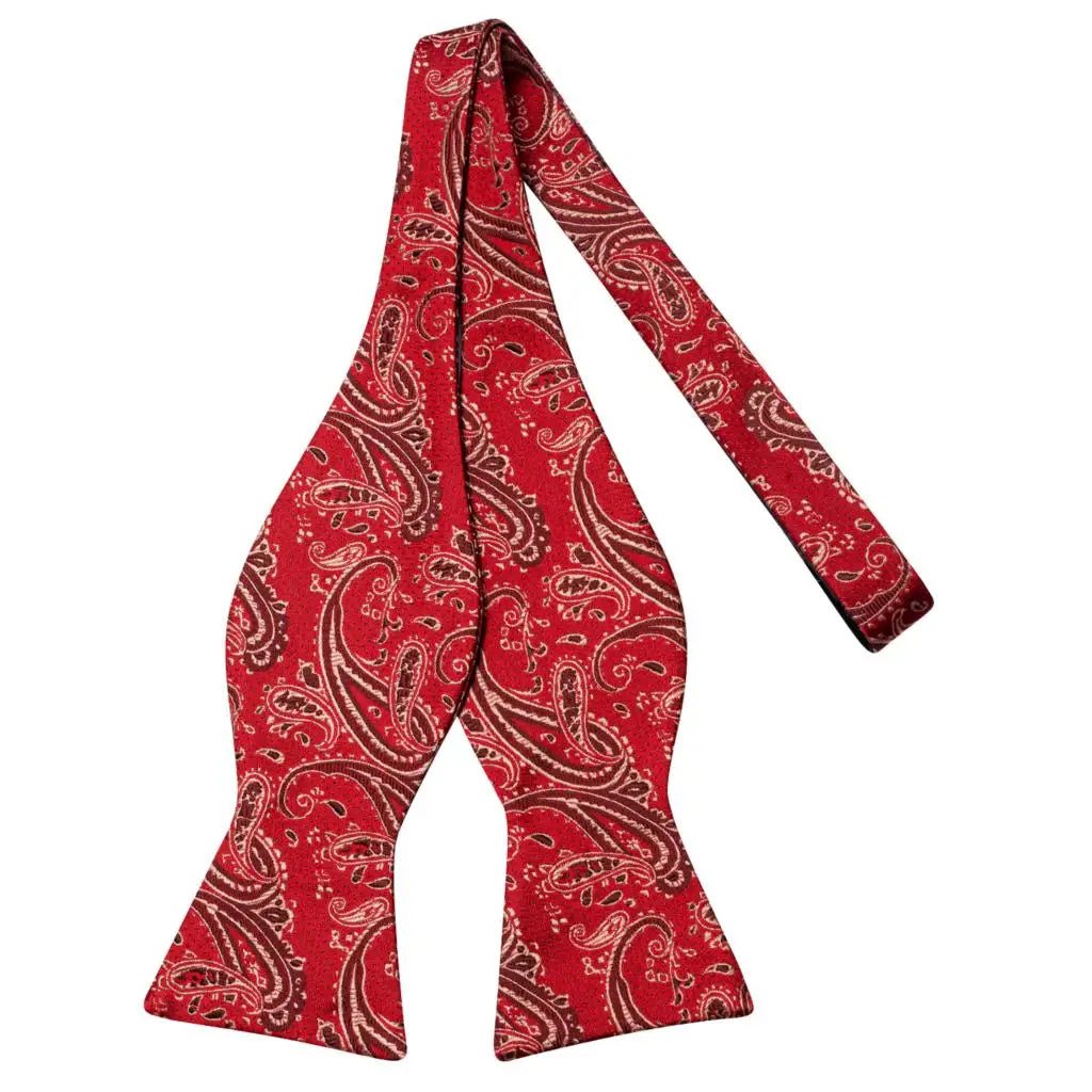 Hi-Tie Silk Mens Self Bow Tie Pocket Square Cufflink Set Butterfly Knot Jacquard Floral Paisley Bowtie for Male Wedding Business