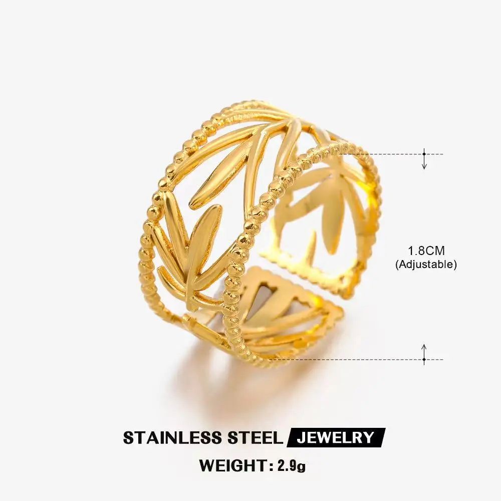 High End Waterproof Hollow Stainless Steel Finger Ring Trendy for Women Personalize Jewelry Wholesale