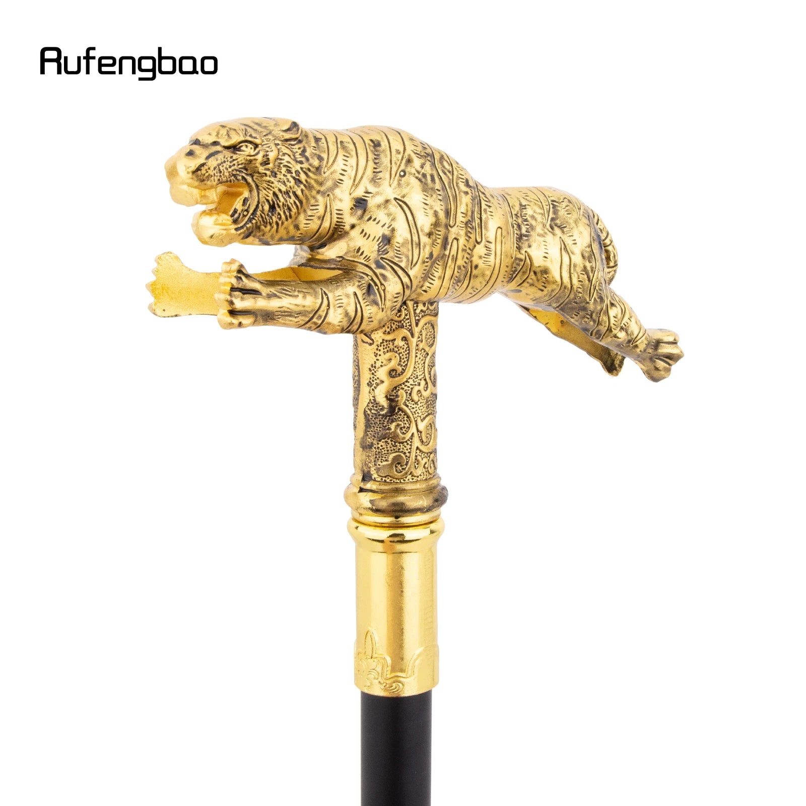 Golden Tiger Fashion Walking Stick Decorative Cospaly Cane Halloween Wand Crosier Performance Cane 90cm  Performance Stage Cane