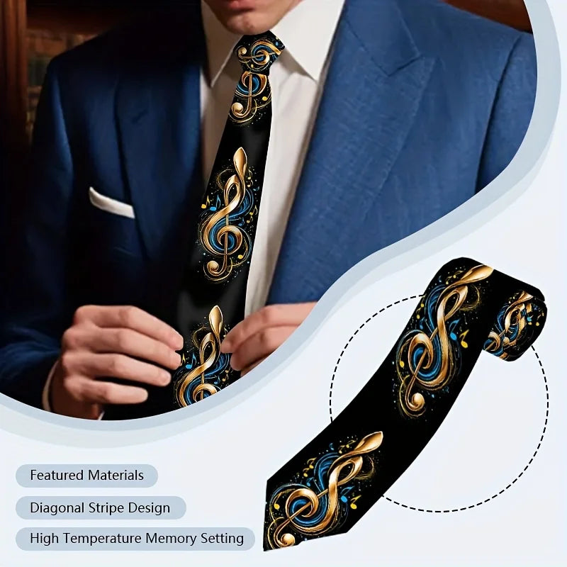 Musical Note Treble Clef Print Necktie Elegant Music Lover Gift for Birthdays Christmas Gifts Valentine'S Day Stylish Tie