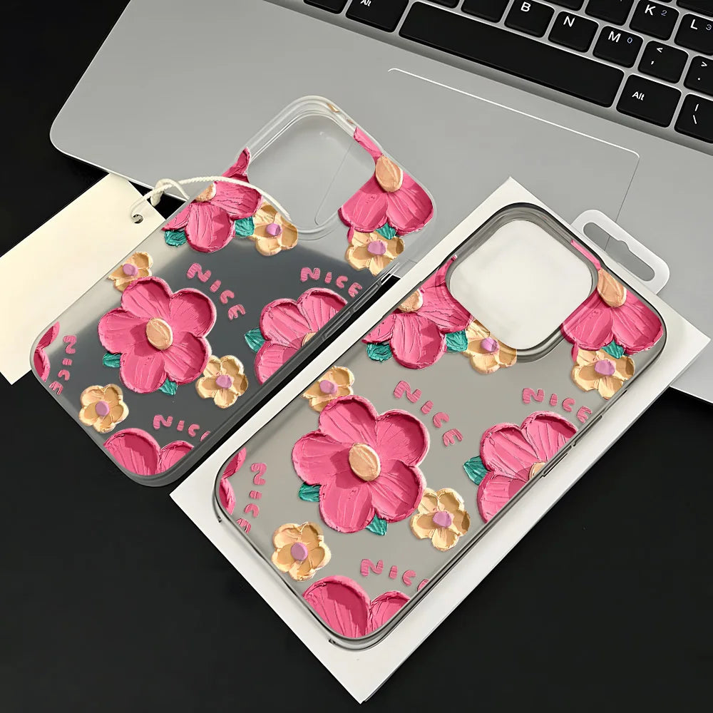 Matte Soft Silicone Phone Cases for iPhone 15 Case iPhone 16 13 17 Pro Max 14 11 12 Pro 15 16 Plus Flower Clear Shockproof Cover