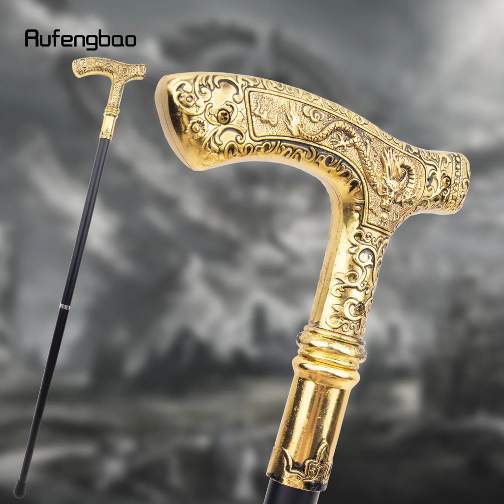 Golden Dragon Luxury Pattern Walking Stick Party Fashion Elegant Walking Stick Decorative Cospaly Cane Knob Crosier 89cm